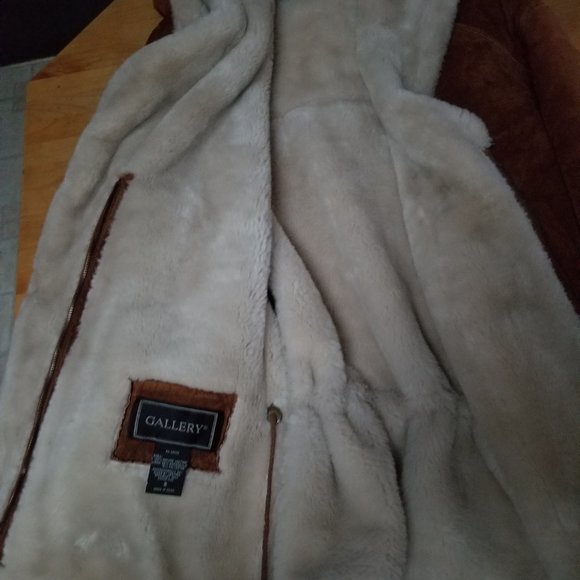 Suede leather faux shearling jacket - Picture 3 of 3